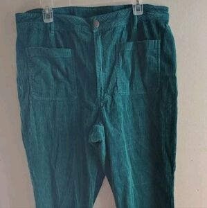 Lucy & Yak Womens W 38 Corduroy Blue Teal 100% ORGANIC Cotton Flare Pants
